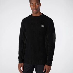 KARL‎ LAGERFELD Paris Crewneck Black Nylon Inset Pullover Sweater XL NWT